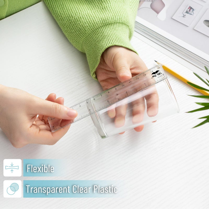 Mr. Pen- Ruler, 6 inch Ruler, Pack of 3, Clear, Plastic, Drafting Tools, Inches and Centimeters - Image 3